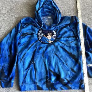 Naruto ,Sasuke Uchihu ,Blue Dye Hoodie with Anime Patch Size Small
